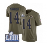 Men's Nike Los Angeles Rams #14 Sean Mannion Limited Olive 2017 Salute to Service Super Bowl LIII Bound NFL Jersey