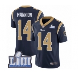 Men's Nike Los Angeles Rams #14 Sean Mannion Navy Blue Team Color Vapor Untouchable Limited Player Super Bowl LIII Bound NFL Jersey