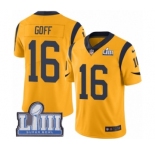 Men's Nike Los Angeles Rams #16 Jared Goff Limited Gold Rush Vapor Untouchable Super Bowl LIII Bound NFL Jersey
