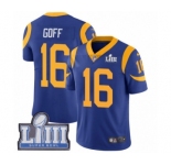 Men's Nike Los Angeles Rams #16 Jared Goff Royal Blue Alternate Vapor Untouchable Limited Player Super Bowl LIII Bound NFL Jersey