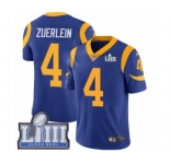 Men's Nike Los Angeles Rams #4 Greg Zuerlein Royal Blue Alternate Vapor Untouchable Limited Player Super Bowl LIII Bound NFL Jersey