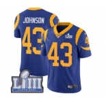 Men's Nike Los Angeles Rams #43 John Johnson Royal Blue Alternate Vapor Untouchable Limited Player Super Bowl LIII Bound NFL Jersey