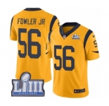 Men's Nike Los Angeles Rams #56 Dante Fowler Jr Limited Gold Rush Vapor Untouchable Super Bowl LIII Bound NFL Jersey