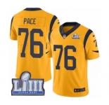 Men's Nike Los Angeles Rams #76 Orlando Pace Limited Gold Rush Vapor Untouchable Super Bowl LIII Bound NFL Jersey