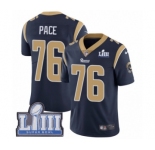 Men's Nike Los Angeles Rams #76 Orlando Pace Navy Blue Team Color Vapor Untouchable Limited Player Super Bowl LIII Bound NFL Jersey