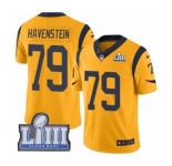 Men's Nike Los Angeles Rams #79 Rob Havenstein Limited Gold Rush Vapor Untouchable Super Bowl LIII Bound NFL Jersey
