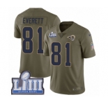 Men's Nike Los Angeles Rams #81 Gerald Everett Limited Olive 2017 Salute to Service Super Bowl LIII Bound NFL Jersey