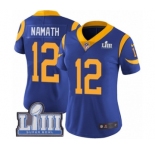 Women's Nike Los Angeles Rams #12 Joe Namath Royal Blue Alternate Vapor Untouchable Limited Player Super Bowl LIII Bound NFL Jersey