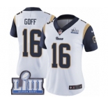 Women's Nike Los Angeles Rams #16 Jared Goff White Vapor Untouchable Limited Player Super Bowl LIII Bound NFL Jersey