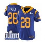 Women's Nike Los Angeles Rams #28 Marshall Faulk Royal Blue Alternate Vapor Untouchable Limited Player Super Bowl LIII Bound NFL Jersey