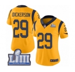 Women's Nike Los Angeles Rams #29 Eric Dickerson Limited Gold Rush Vapor Untouchable Super Bowl LIII Bound NFL Jersey