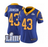 Women's Nike Los Angeles Rams #43 John Johnson Royal Blue Alternate Vapor Untouchable Limited Player Super Bowl LIII Bound NFL Jersey