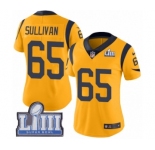 Women's Nike Los Angeles Rams #65 John Sullivan Limited Gold Rush Vapor Untouchable Super Bowl LIII Bound NFL Jersey