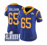 Women's Nike Los Angeles Rams #65 John Sullivan Royal Blue Alternate Vapor Untouchable Limited Player Super Bowl LIII Bound NFL Jersey