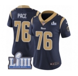 Women's Nike Los Angeles Rams #76 Orlando Pace Navy Blue Team Color Vapor Untouchable Limited Player Super Bowl LIII Bound NFL Jersey