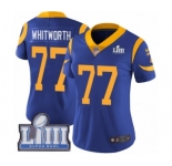 Women's Nike Los Angeles Rams #77 Andrew Whitworth Royal Blue Alternate Vapor Untouchable Limited Player Super Bowl LIII Bound NFL Jersey