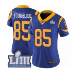 Women's Nike Los Angeles Rams #85 Jack Youngblood Royal Blue Alternate Vapor Untouchable Limited Player Super Bowl LIII Bound NFL Jersey