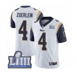 Youth Nike Los Angeles Rams #4 Greg Zuerlein White Vapor Untouchable Limited Player Super Bowl LIII Bound NFL Jersey