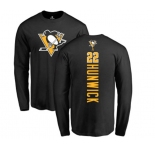 NHL Adidas Pittsburgh Penguins #22 Matt Hunwick Black Backer Long Sleeve T-Shirt