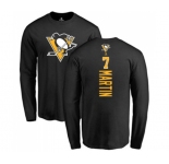 NHL Adidas Pittsburgh Penguins #7 Paul Martin Black Backer Long Sleeve T-Shirt