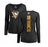 NHL Women Adidas Pittsburgh Penguins #10 Ron Francis Black Backer Long Sleeve T-Shirt