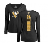 NHL Women Adidas Pittsburgh Penguins #24 Jarred Tinordi Black Backer Long Sleeve T-Shirt