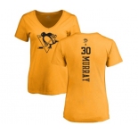NHL Women Adidas Pittsburgh Penguins #30 Matt Murray Gold One Color Backer T-Shirt