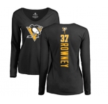 NHL Women Adidas Pittsburgh Penguins #37 Carter Rowney Black Backer Long Sleeve T-Shirt