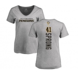 NHL Women Adidas Pittsburgh Penguins #41 Daniel Sprong Ash Backer T-Shirt