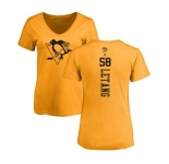 NHL Women Adidas Pittsburgh Penguins #58 Kris Letang Gold One Color Backer T-Shirt