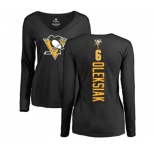 NHL Women Adidas Pittsburgh Penguins #6 Jamie Oleksiak Black Backer Long Sleeve T-Shirt