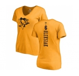 NHL Women Adidas Pittsburgh Penguins #6 Jamie Oleksiak Gold One Color Backer T-Shirt
