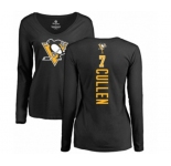NHL Women Adidas Pittsburgh Penguins #7 Matt Cullen Black Backer Long Sleeve T-Shirt