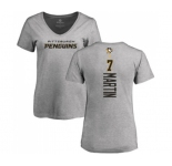 NHL Women Adidas Pittsburgh Penguins #7 Paul Martin Ash Backer T-Shirt