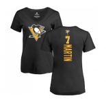 NHL Women Adidas Pittsburgh Penguins #7 Paul Martin Black Backer T-Shirt