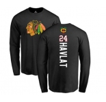 NHL Adidas Chicago Blackhawks #24 Martin Havlat Black Backer Long Sleeve T-Shirt