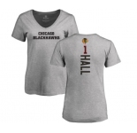 NHL Women Adidas Chicago Blackhawks #1 Glenn Hall Ash Backer T-Shirt