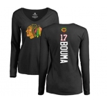 NHL Women Adidas Chicago Blackhawks #17 Lance Bouma Black Backer Long Sleeve T-Shirt