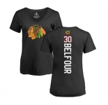 NHL Women Adidas Chicago Blackhawks #30 ED Belfour Black Backer T-Shirt