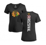 NHL Women Adidas Chicago Blackhawks #32 Michal Rozsival Black Backer T-Shirt