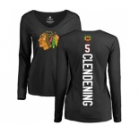 NHL Women Adidas Chicago Blackhawks #5 Adam Clendening Black Backer Long Sleeve T-Shirt