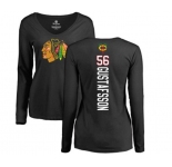 NHL Women Adidas Chicago Blackhawks #56 Erik Gustafsson Black Backer Long Sleeve T-Shirt