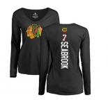 NHL Women Adidas Chicago Blackhawks #7 Brent Seabrook Black Backer Long Sleeve T-Shirt