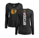 NHL Women Adidas Chicago Blackhawks #91 Anthony Duclair Black Backer Long Sleeve T-Shirt