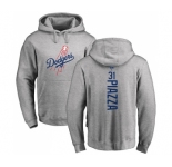 MLB Nike Los Angeles Dodgers #31 Mike Piazza Ash Backer Pullover Hoodie