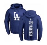 MLB Nike Los Angeles Dodgers #34 Fernando Valenzuela Royal Blue Backer Pullover Hoodie