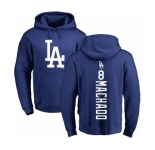 MLB Nike Los Angeles Dodgers #8 Manny Machado Royal Blue Backer Pullover Hoodie