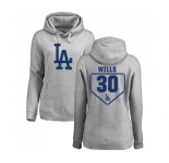 MLB Women's Nike Los Angeles Dodgers #30 Maury Wills Gray RBI Pullover Hoodie