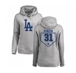 MLB Women's Nike Los Angeles Dodgers #31 Mike Piazza Gray RBI Pullover Hoodie