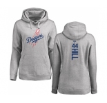 MLB Women's Nike Los Angeles Dodgers #44 Rich Hill Ash Backer Pullover Hoodie